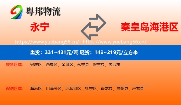 永宁县到海港区物流专线