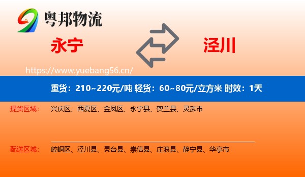 永宁到泾川县物流专线名片