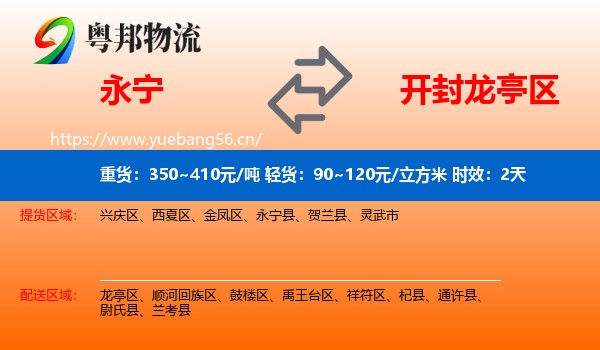 永宁到龙亭区物流专线名片
