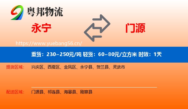 永宁到门源县物流专线名片