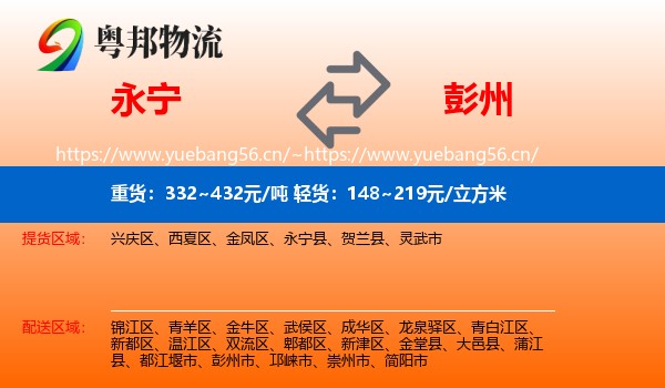 永宁到彭州市物流