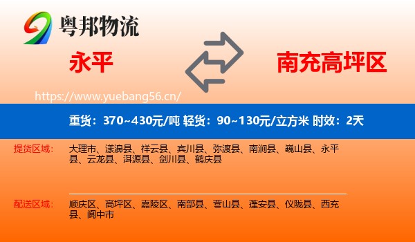 永平到高坪区物流专线名片