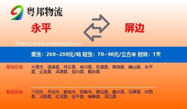 永平到屏边县物流专线名片