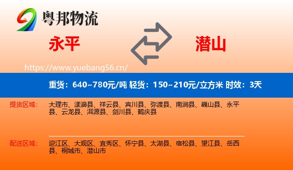 永平到潜山市物流专线名片