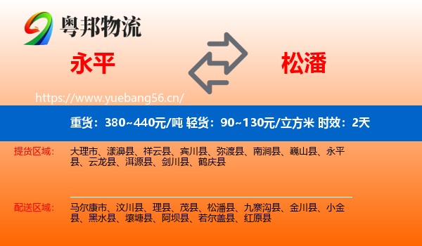永平到松潘县物流专线名片