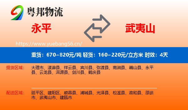 永平到武夷山市物流专线名片