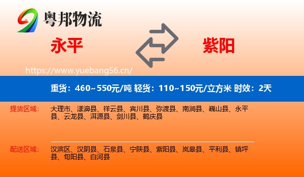 永平到紫阳县物流专线名片