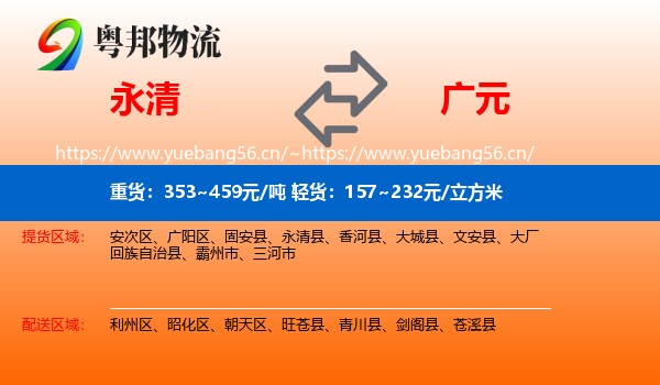 永清县到广元物流专线