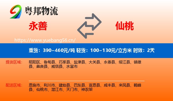 永善到仙桃市物流专线名片