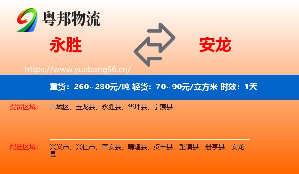 永胜到安龙县物流专线名片