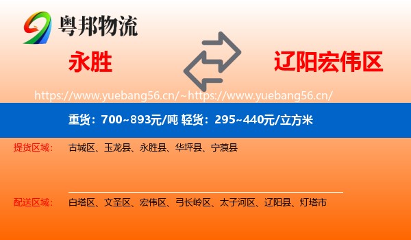 永胜县到宏伟区物流专线