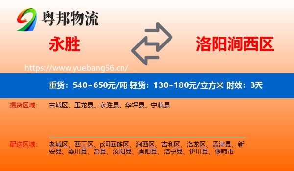 永胜到涧西区物流专线名片