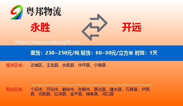 永胜到开远市物流专线名片