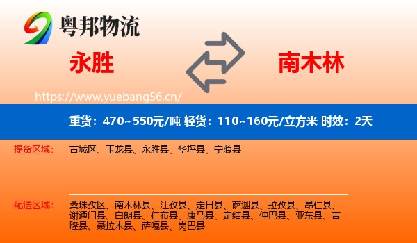 永胜到南木林县物流专线名片