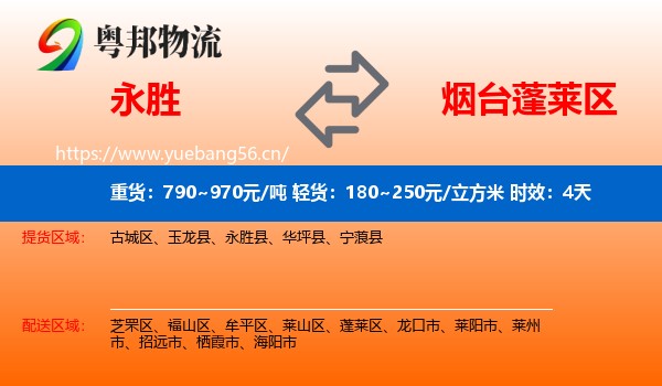 永胜到蓬莱区物流专线名片