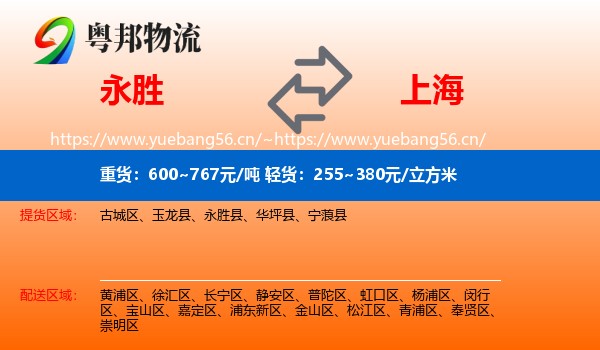 永胜县到上海物流专线
