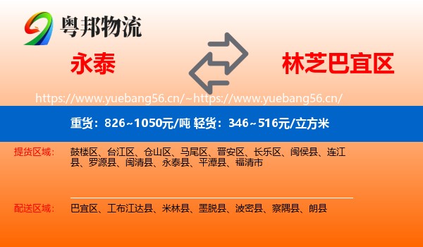 永泰到巴宜区物流
