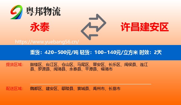 永泰到建安区物流专线名片