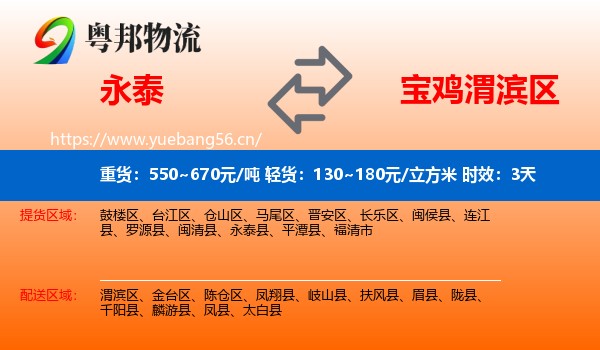 永泰到渭滨区物流专线名片