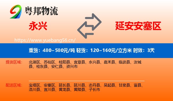 永兴到安塞区物流专线名片