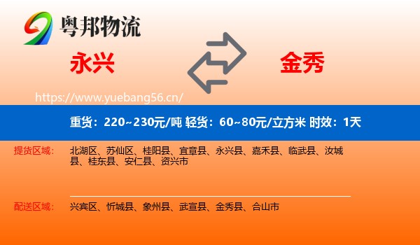 永兴到金秀县物流专线名片