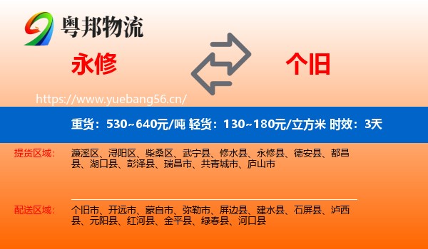 永修到个旧市物流专线名片