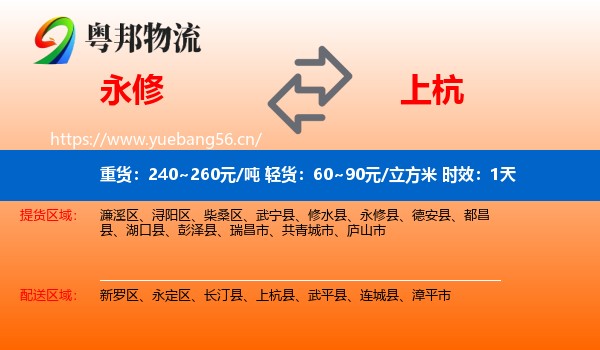 永修到上杭县物流专线名片