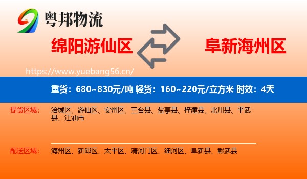 绵阳游仙区到海州区物流专线名片