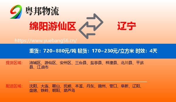 绵阳游仙区到辽宁物流专线名片