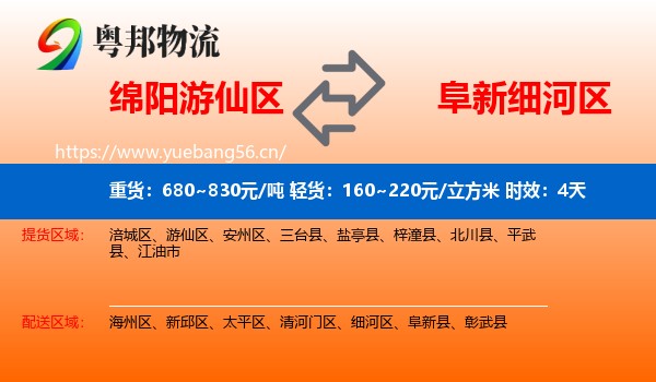 绵阳游仙区到细河区物流专线名片