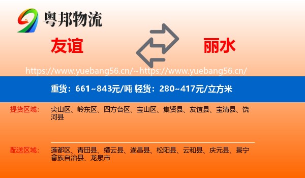 友谊到丽水物流