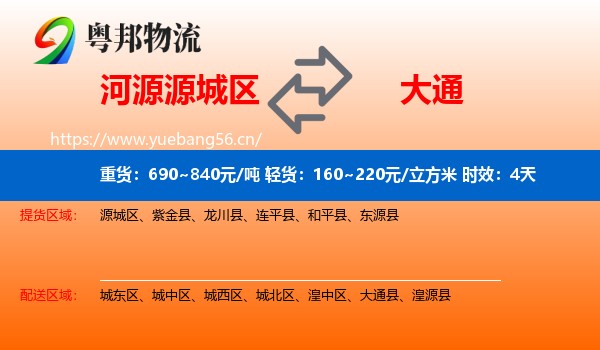 河源源城区到大通县物流专线名片