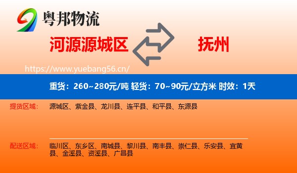 河源源城区到抚州物流专线名片