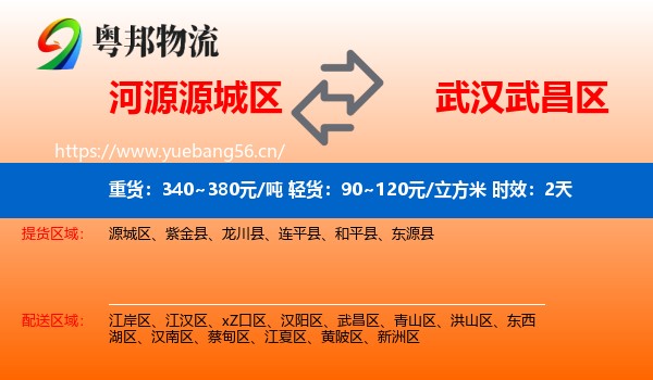 河源源城区到武昌区物流专线名片