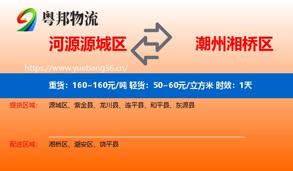 河源源城区到湘桥区物流专线名片