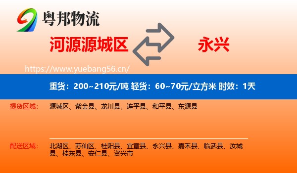 河源源城区到永兴县物流 河源源城区到永兴县物流专线名片