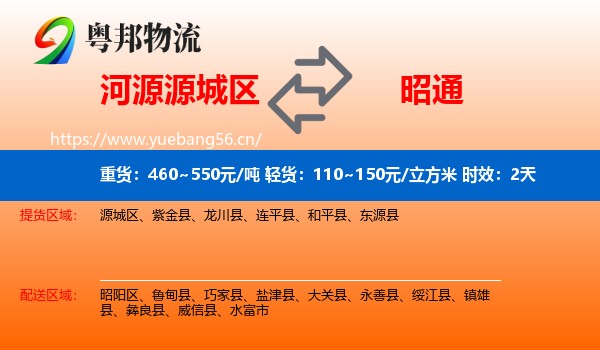 河源源城区到昭通物流专线名片
