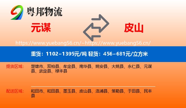 元谋到皮山县物流