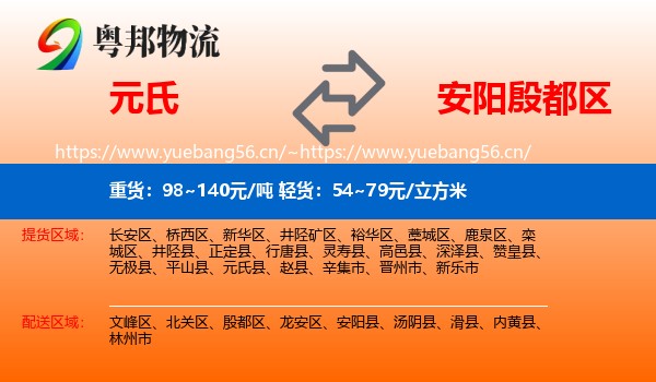 元氏到殷都区物流