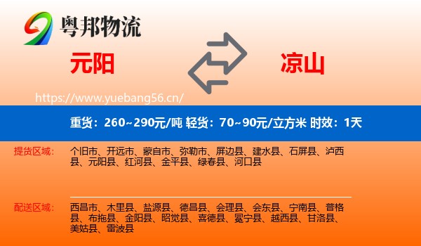 元阳到凉山物流专线名片