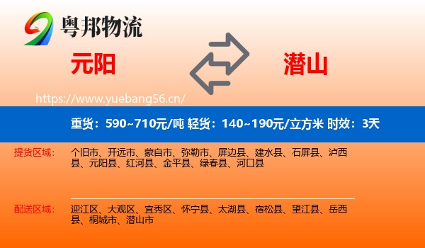 元阳到潜山市物流专线名片