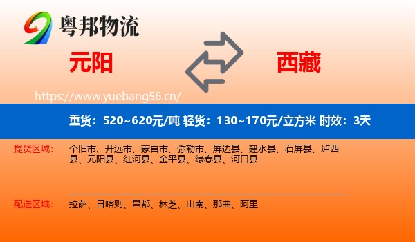 元阳到西藏物流专线名片