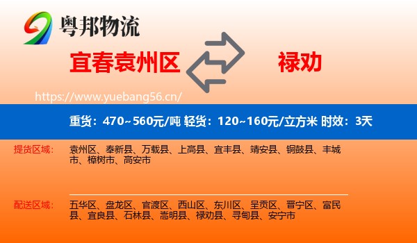 宜春袁州区到禄劝县物流专线名片
