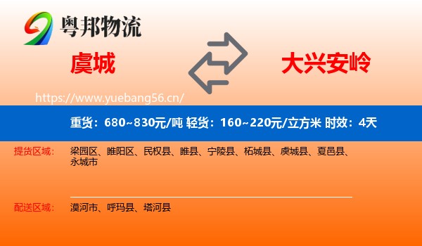 虞城到大兴安岭物流专线名片
