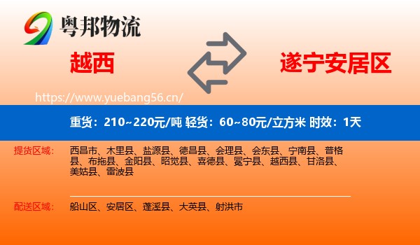 越西到安居区物流专线名片