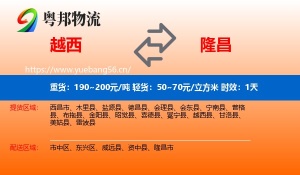 越西到隆昌市物流专线名片