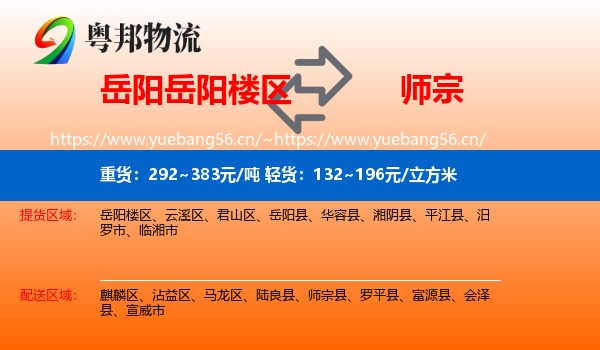 岳阳岳阳楼区到师宗县物流
