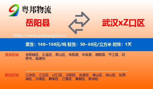 岳阳县到xZ口区物流专线名片