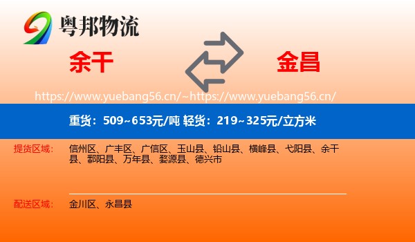 余干到金昌物流