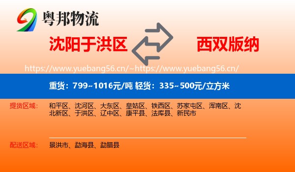 沈阳于洪区到西双版纳物流